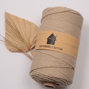 moppari macrame koord 3mm 3 strengs huisje van katoen linen beige