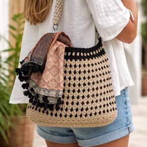 gehaakte schoudertas in 2 kleuren