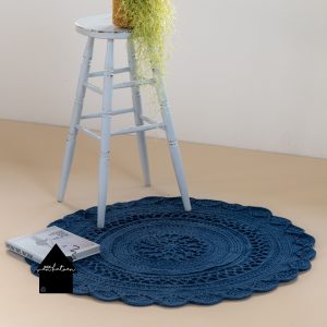 gehaakt rond vloerkleed denim