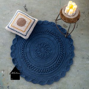 gehaakt rond vloerkleed denim