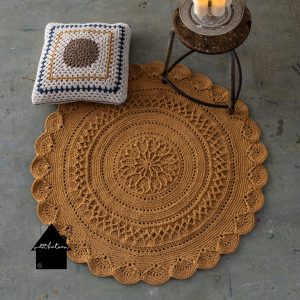 gehaakt rond vloerkleed mosterd