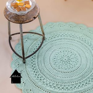 gehaakte rond vloerkleed early dew pastel