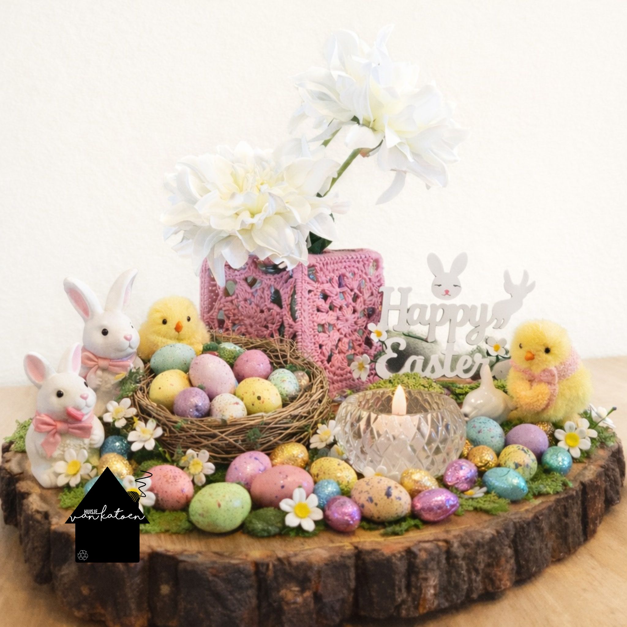 gehaakt vaasje in paas stukje